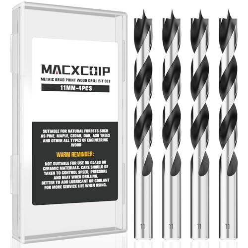 4Pcs 11MM Metric Brad Point Wood Drill Bit Set - size: 0.433" - 4pcs