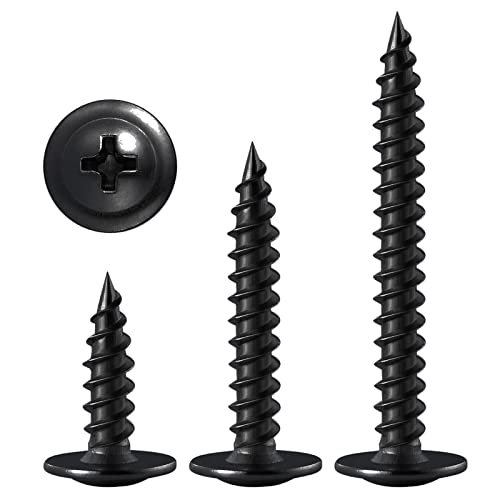 Wensilon (250 pcs)#8×1" Black Truss Head Wood Screws Quick Metal Self Tapping Zinc Oxide - color: Black, size: #8×1"