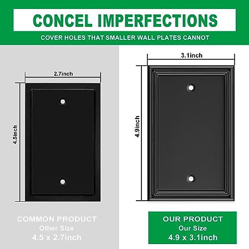 Black Modern Decorative Blank Wall Plate Light Switch Cover - size: 1 Gang Single Blank