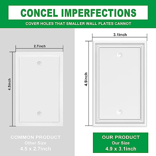 White Modern Decorative Blank Wall Plate Light Switch Cover - size: 1 Gang Single Blank