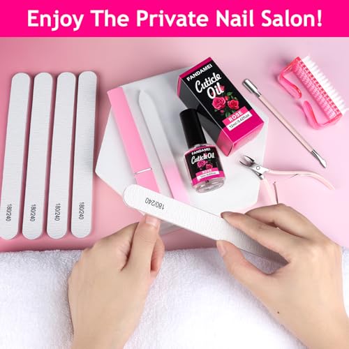 FANDAMEI Manicure Kit For Women, Nail Care Kit With Glass Nail File, 5pcs 180/240 Grit Nail Files For Natural Nails, Cuticle Oil, Cuticle Trimmer, Cuticle Pusher, Manicure Set, Nail Kit, Nail Prep Kit