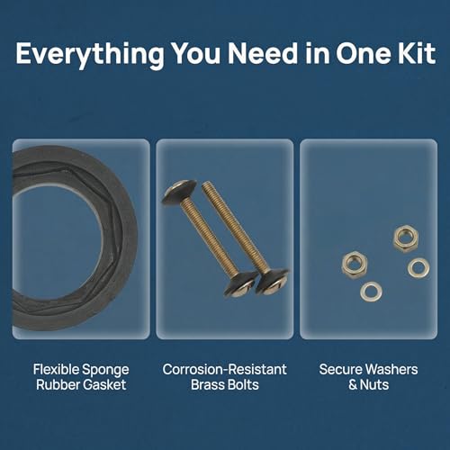 3'' Toilet Tank Gasket Replacement Parts Rubber Ring Seal and Gaskets with 2Pcs Brass Bolts & Kit, Toilet Tank to Bowl Repair for American Standard Leak Preventer