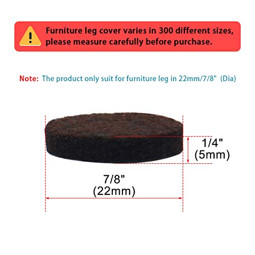 uxcell 20pcs Furniture Pads Round 3/4" Dia Self-Stick Non-slip Anti-scratch Felt Pads Home Floors Protector Dark Brown - size: 22 x 5mm