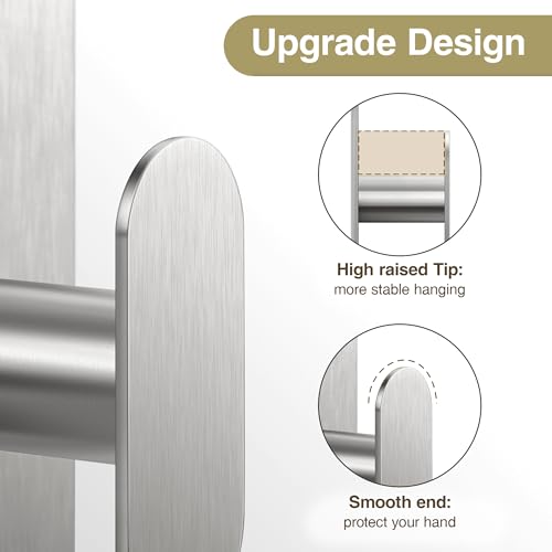pickpiff Adhesive Towel Hooks: 20LB Extra Strong Wall Hanger, Silver 2 Pack - color: Silver, size: 2 Pack