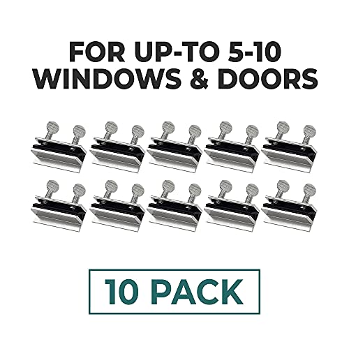 Window Locks, 10 Pack for Vertical and Horizontal Windows, Sliding Window Locks, Adjustable Aluminum Stoppers, No-Drill Install, Fits Tracks up to 3/16" Wide