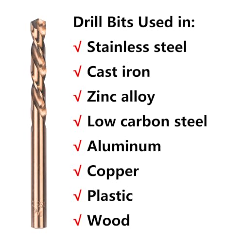 5PCS 5/32" M35 Cobalt Left Hand Drill Bits Set for Removing Broken Stubs, Bolts and Screws, Reverse Twist Drill Bits - size: 5/32"(5PCS)