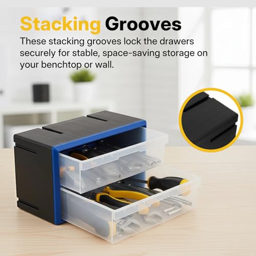 Northsky 2-Drawer Small Parts Cabinet, Stackable, Clear, 14.17 × 7.09 × 9.45 in - size: 2 Drawer & Clear