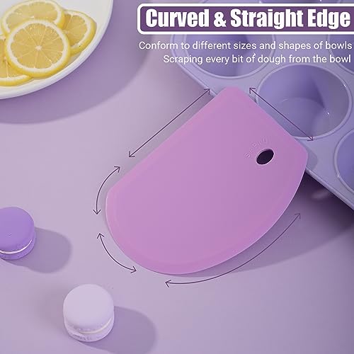 Sapid Silicone Bowl Scraper Flexible Curved Edge Dough Scraper Baking Bread - color: Purple