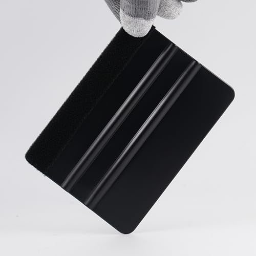 2-Pack Felt Edge Squeegee Tool for Vinyl Wrap & Wallpaper Smoothing, Plastic Scraper with Replacement Fabric Felts, Anti-Scratch Applicator for Car Window Tint, Glass Film & Craft Decals - color: Black