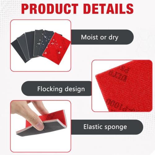 60 Pcs 320-2500 Grit Sanding Sponge, Ultra Fine Sanding Sponges Pads, Soft Foam Shine Block Wet Dry Polish Pads, Ultra Fine Grit Sandpaper for Model Drywall Metal Wood Furniture Polishing - style: 320-2500 Grit