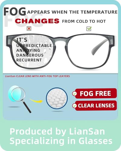 LianSan Safety Glasses Over Eyeglasses for Women - Anti-Fog Goggles Fit Over Eyewear for ANSI Z87.1 Certified - color: Grey/Clear