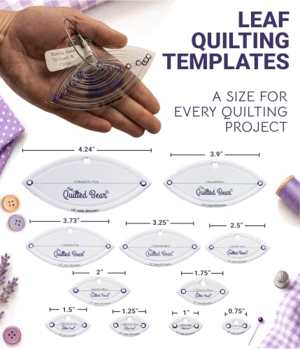 The Quilted Bear Leaf Quilting Templates, Set of 11 - size: Leaf