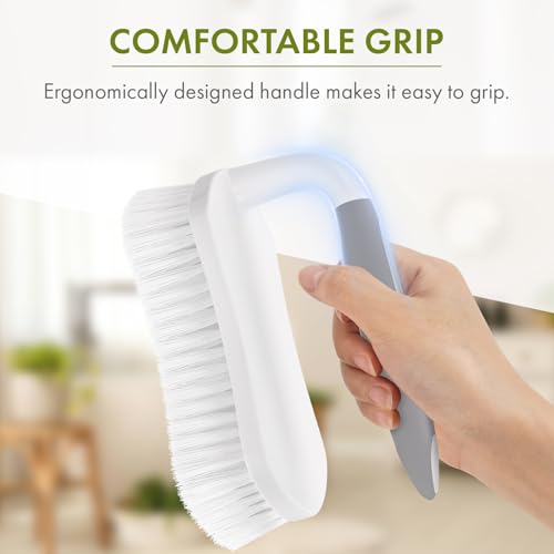 Amazer Scrub Brush for Cleaning Comfort Grip Bathtub Scrubber Stiff Bristles with Handle Heavy Duty Shower Cleaner Brush for Tub Carpet Floor Sink Outdoor - Pack of 2 (Black+Grey) - color: Black+grey, size: 2-Pack