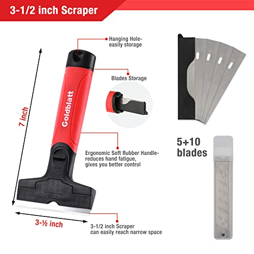 Goldblatt 2 Pieces Glass Scraper Set with 20pcs Blades, Razor Scraper Tools