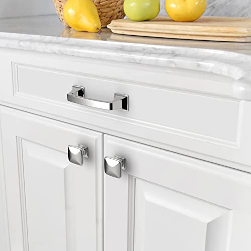 Amerdeco 10 Pack Polished Chrome Cabinet Pulls 5 Inch(128mm) Hole Center Cabinet Hardware Kitchen Cabinet Handles for Bathroom Drawer Pulls Dresser Pulls ZH0002 - color: Polished Chrome, size: 5" hole center
