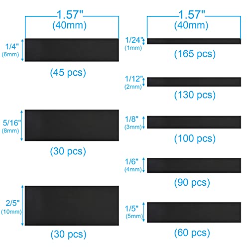 650 Pcs Heat Shrink Tubing Kit, 2:1 Wire Shrink Wrap Tube, 8 Sizes, Black - size: Ratio 2:1