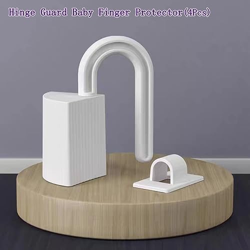 4 Set Door Hinge Guard for Baby's Fingers, Safe Finger Protector for Door Stay Open, Baby Proofing Catch Door Stopper, Anti-Pinch Door Locks Guard for Children Kids (White)