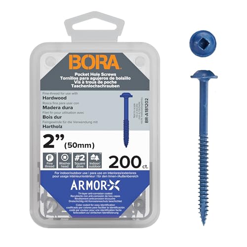 Bora Pocket Hole Screws - 2 Inch (200 Piece) - Fine Thread - size: 2 inch (200 Piece), style: Fine Thread