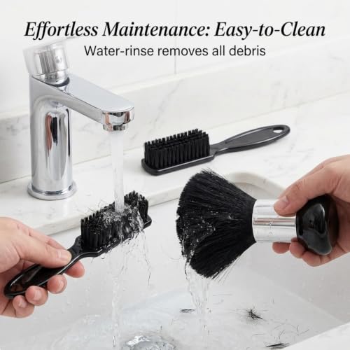 3 PCS Barber Brush Set with Neck Duster and Cleaning Brushes, Professional Barber Supplies for Hair Clipper and Styling Tool Maintenance