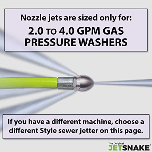 50 FT Sewer Jetter for Gas Pressure Washers - Flexible Steel Braid - style: 50 FT for Gas Pressure Washers