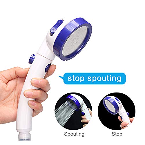 KAIYING RV & Camper High Pressure Handheld Shower Head with Pause Button - color: White & Blue