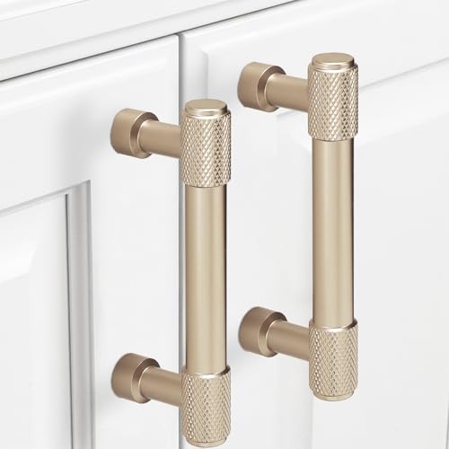 10 Pack 3Inch(76mm) Champagne Bronze Kitchen Cabinet Handles Knurled Cabinet Pulls Gold Drawer Pulls Kitchen Cabinet Hardware Dresser Handles - color: Champagne Bronze, size: 3" Hole Center