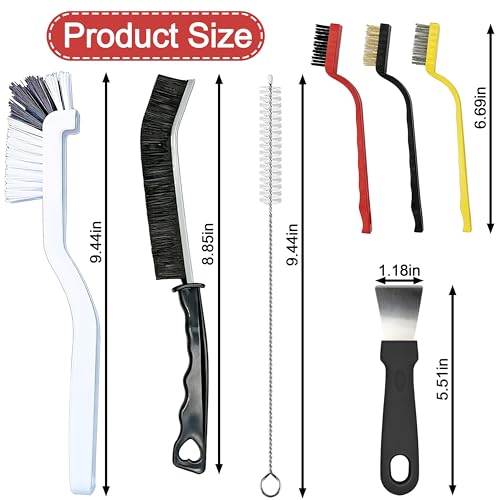 14Pcs Crevice Cleaning Brush Set, Hard Bristle Scrub Brushes Tools, V Shape Grout Cleaner Brush, Multi-Purpose Cleaning Tool for Cleaning Kitchens, Bathrooms, Tile, Sinks, Cups, Straws, and Windows