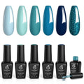 Beetles Teal Gel Nail Polish Set, Navy Blue Jewel Tone Sparkle Gel Polish - color: A - Mixed Finishes | Iceland Lagoon