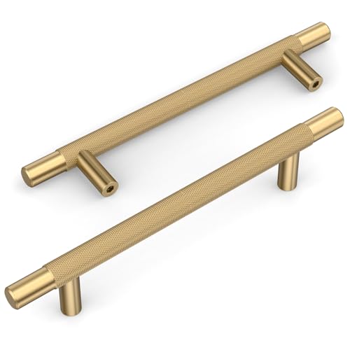 Amerdeco 10 Pack Champagne Bronze Knurled Cabinet Pulls 5 Inch Hole Centers Kitchen Cabinet Handles Hardware Kitchen Handles for Cabinets Handles IH0006 - color: Champagne Bronze, size: 5"/128MM Hole Center
