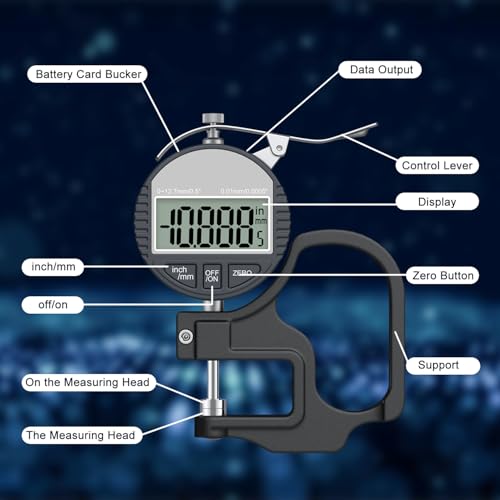 Digital Thickness Gauge 0-12.7mm/0.5" | 0.01mm/0.0005" - size: 0-0.5"/0.0005"