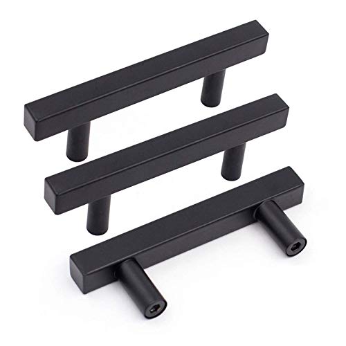 Goldenwarm 10 Pack 2-1/2 Inch Black Cabinet Handles Kitchen Drawer Pulls - color: Black, size: 2-1/2 Inch Hole Center