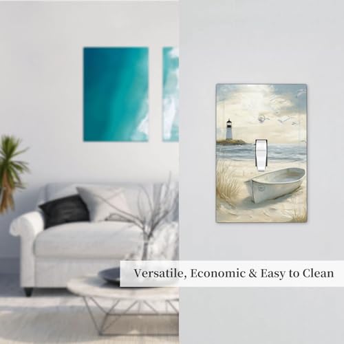 Beach Lighthouse Old Ship Coastal Single Toggle Light Switch Cover Plate - color: Old Boat on Beach, size: 1-Gang Toggle