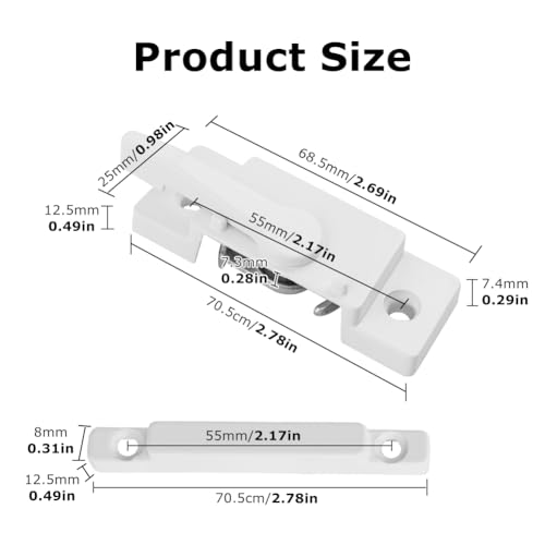 4Pcs Window Sash Lock Replacement Set, Aluminum Alloy Sliding Window Locks with 16 Screws - 2.4 Inch Mounting Hole Spacing, Cam Lock Design for Home/Office Security(Color:White)