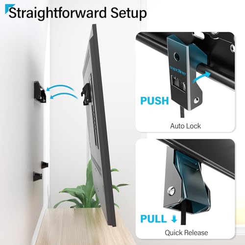 Supcline No Drill No Stud TV Wall Mount for 26-65 Inch TV up to 154 lbs - size: 26-65 Inch