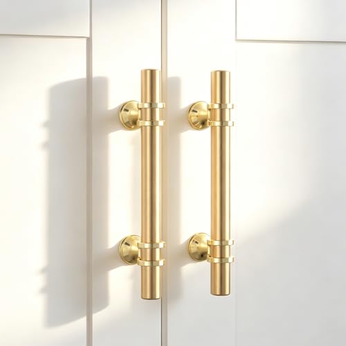 Rergy 10 Pack 3-3/4 Inch Hole Center Gold Handles for Cabinets - color: Gold, size: 3-3/4in Hole Center(96mm)