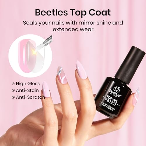 Beetles 3Pcs 15 ml Pink Gel Nail Polish and Gel Top & Base Coat Set - color: C-Pink-3