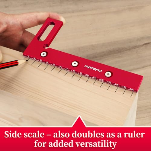 6.5'' Metric 3D Multi-Angle Measuring Ruler, Aluminum Carpenter Square for Woodworking, 15°-90° Layout Tool, Drawing Line Ruler for Precise Marking and Cutting(mm)