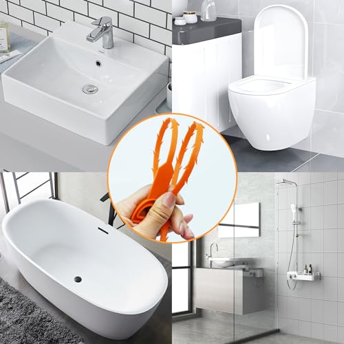 Drain Clog Remover, 25.2inch Flexible Long Pipe Snake Hair Clogs Catcher Cleaner Tool for Toilet, Kitchen Sink, Bathroom Tub, Sewer Drain - color: Orange 25.2inch
