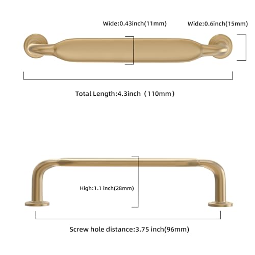 10 Pack 3-3/4 Inch Cabinet Pulls Champagne Bronze Kitchen Handles Zinc Alloy Drawer Pulls Solid Cabinet Hardware - color: Champagne Bronze, size: 3-3/4'' Hole Center(96mm)