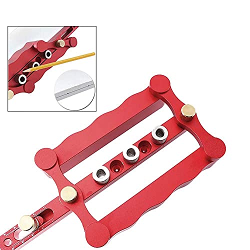 Self Centering Dowel Jig with 1/4" 5/16" 3/8" Positioner Locator - color: Red