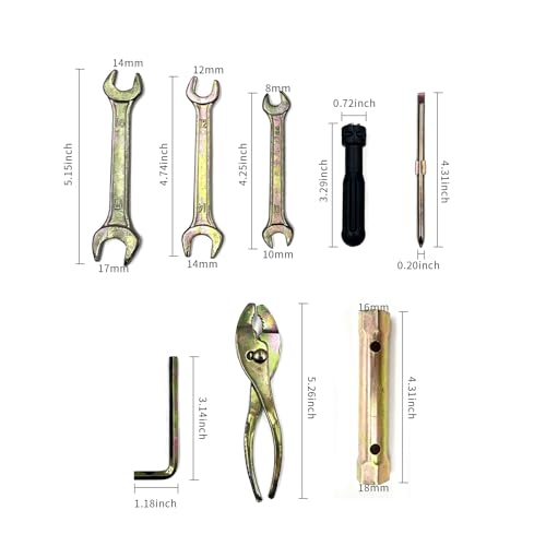 8Pcs Compact Motorcycle Repair Tool Kit, Portable Motorcycle Repair Kit with Wrench Spark Plug Socket Spanner Screwdriver Pliers