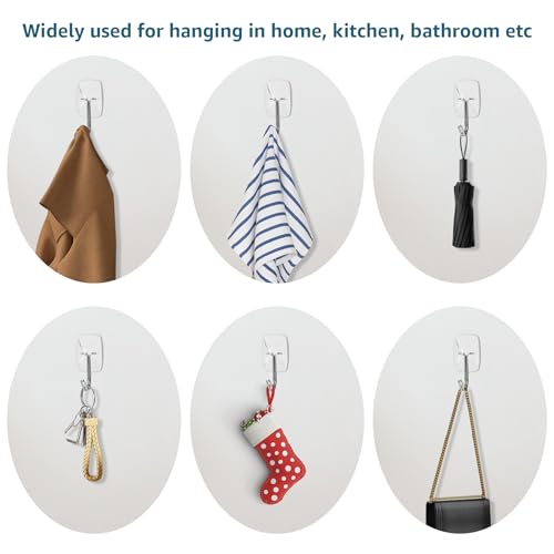 Clear Wall Hooks for Hanging, 36 Hooks + 40 Strips