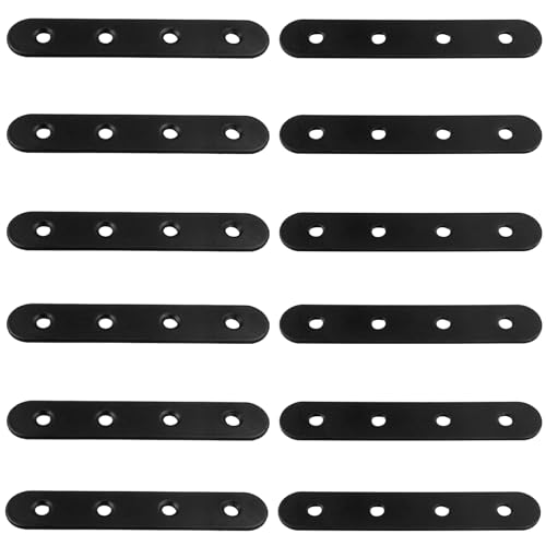 Hordion 12Pcs 4" Straight Bracket Stainless Steel Brace, Flat Mending Plate - size: 4 Inch, style: 12 Pcs