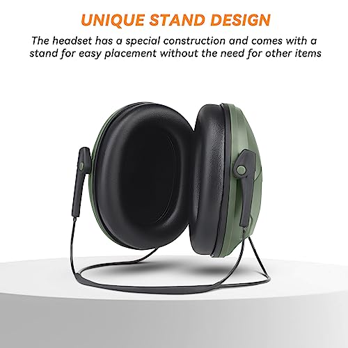 Tactical Shooting Earmuffs,Rear Mounted Noise Cancelling Headphones for Tactical Games, Construction Site, Hunting - color: Green