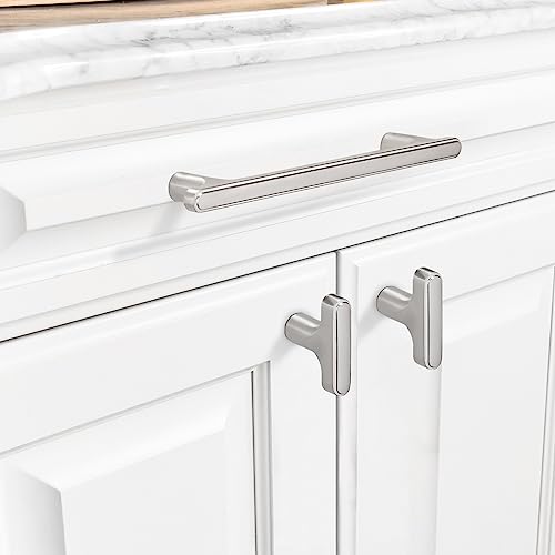 COTYKILEY 10 Pack 5 Inch(128mm) Brushed Satin Nickel Cabinet Handles Kitchen Cabinet Pulls Kitchen Cabinet Hardware - color: Brushed Satin Nickel, size: 5" Hole Center（128MM）