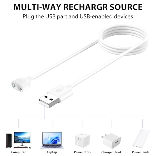 Vancle 2 Pack 6mm Magnetic USB DC Charging Cable with 2 Pins Charger Cord for Toys Massagers Electric Toothbrush