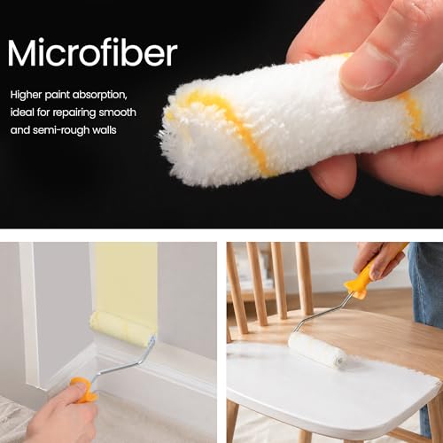VOOMEY 4 Inch Mini Paint Roller Set, Microfiber & Mohair Rollers - size: 4inch 15pcs