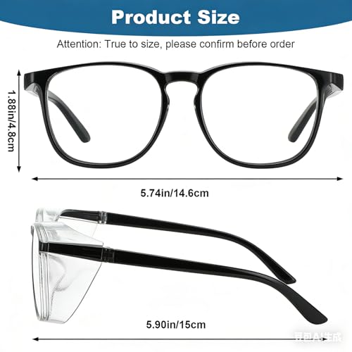 12 Pack Safety Glasses Goggles Anti-Fog Protective Eyewear - color: Black + Transparent