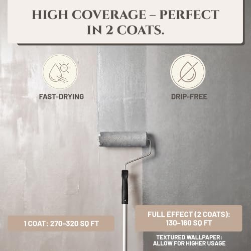 Metallic Wall Paint 67.62 fl oz - Silver - Stunning Metallic Shine for Stylish Interiors, Easy to Apply, Water-Based, Perfect for Creative Wall Designs & DIY Projects - color: Silver