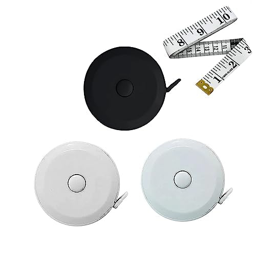 3 Pack Tape Measures Retractable Measuring Tape for Body, 60-Inch 1.5 Meter Dual Sided Flexible Ruler for Medical Craft Fabric Cloth Sewing Tailor Weight Loss Body Measuring Tape (Blue, Purple, Pink) - color: Macaron Blue, Black,White